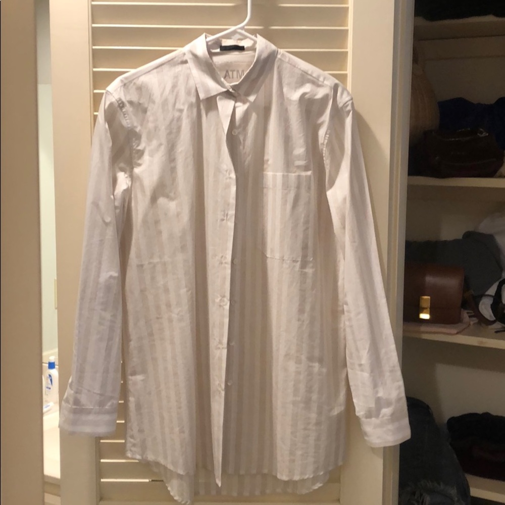 ATM white and cream button down shirt